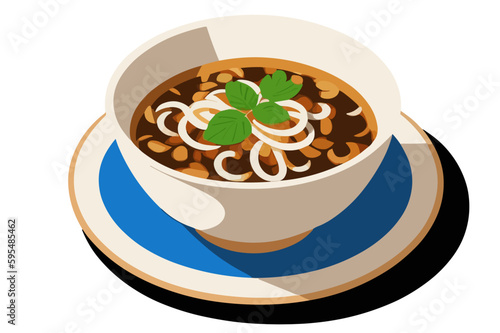 Illustration of a bowl of Taiwanese beef noodle soup