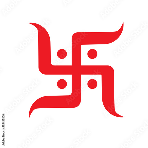 Swastik red Indian spiritual symbol. Hinduism Swastik Illustration.  Symbol and words of blessings