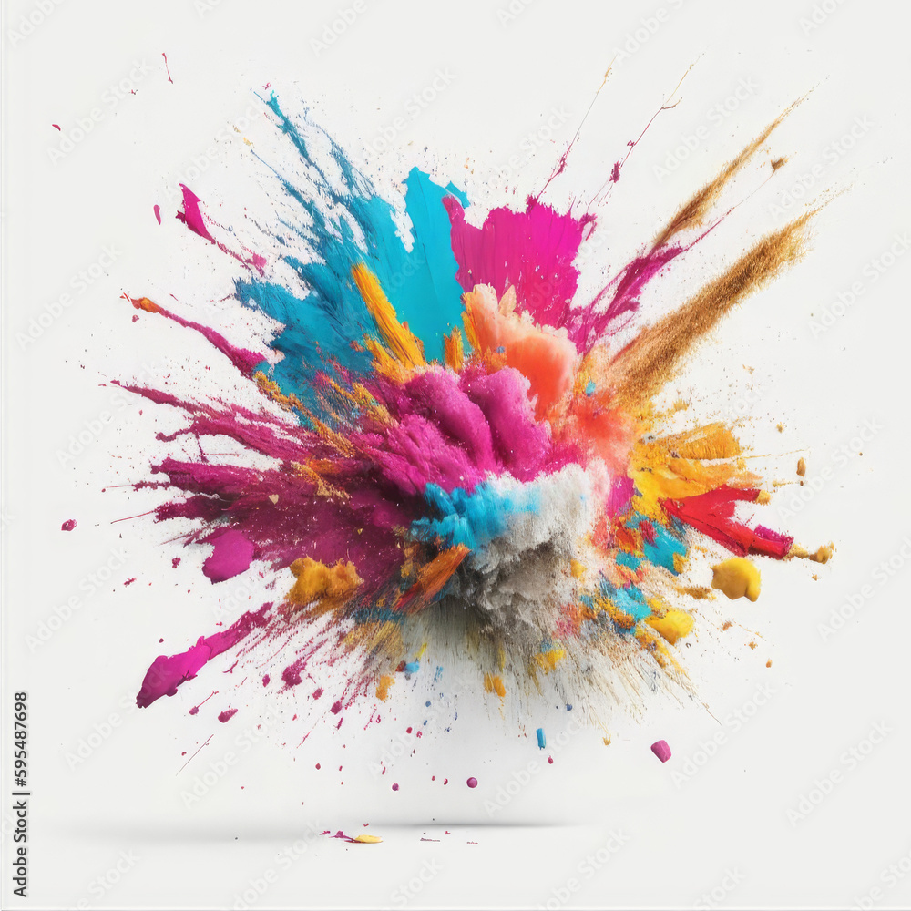 Abstract explosion of colors on a white background