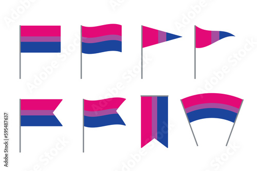 Set of bisexual flags. LGBTQI concept. Flat vector illustration.	