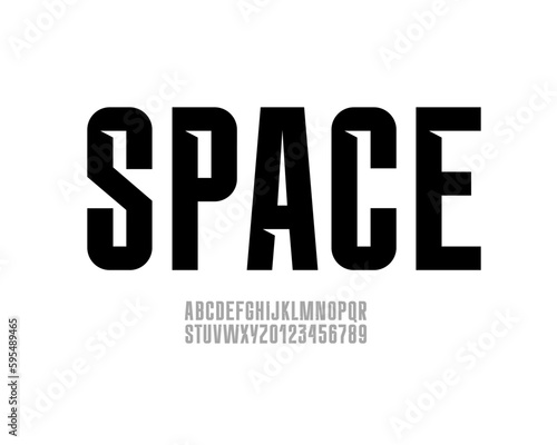 Condensed bold font, high black alphabet, letters and numbers, for your designs: logo, movie banner, cinema poster or newspaper and more, vector illustration 10EPS