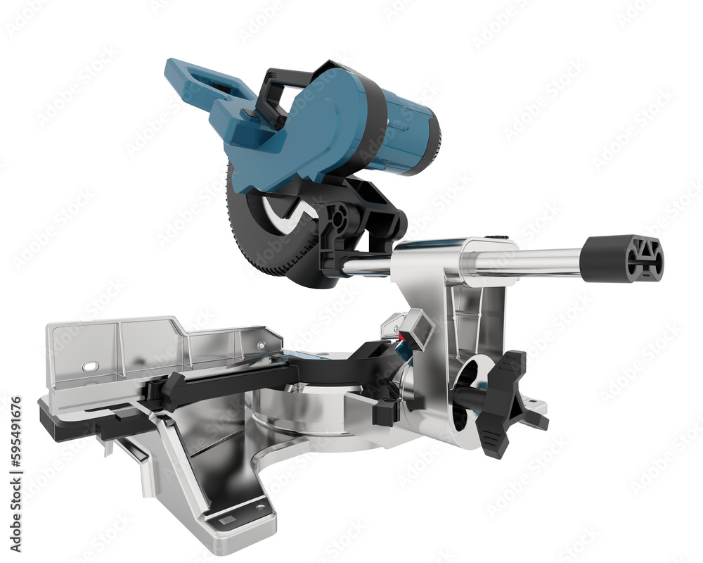 Miter saw isolated on transparent background. 3d rendering - illustration Miter saw isolated on transparent background. 3d rendering - illustration