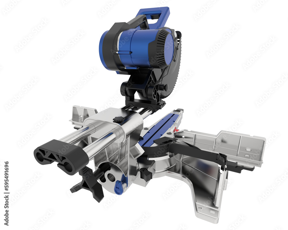 Miter saw isolated on transparent background. 3d rendering - illustration Miter saw isolated on transparent background. 3d rendering - illustration