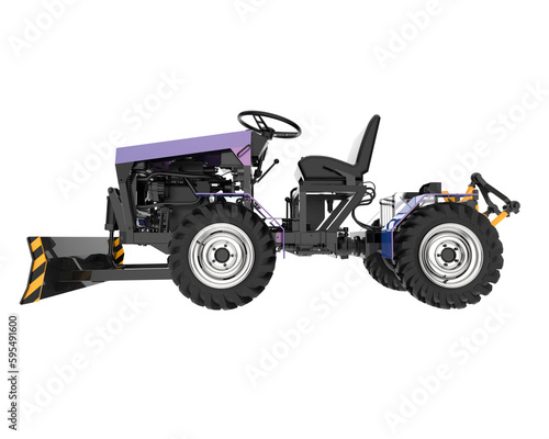 Minitractor isolated on transparent background. 3d rendering - illustration