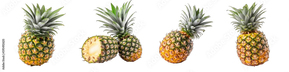 Fototapeta premium Set of pineapples on transparent background