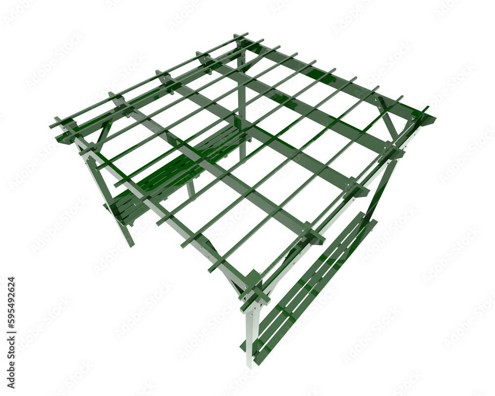 Pergola isolated on transparent background. 3d rendering - illustration Pergola isolated on transparent background. 3d rendering - illustration