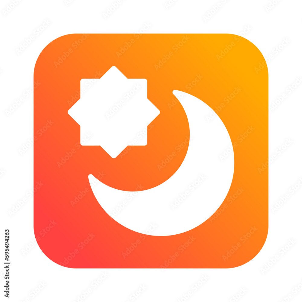 moon and star islamic gradient icon button vector illustration moon and star islamic gradient icon button vector illustration
