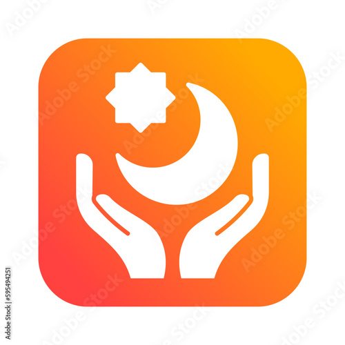 praying hand islamic gradient icon button vector illustration