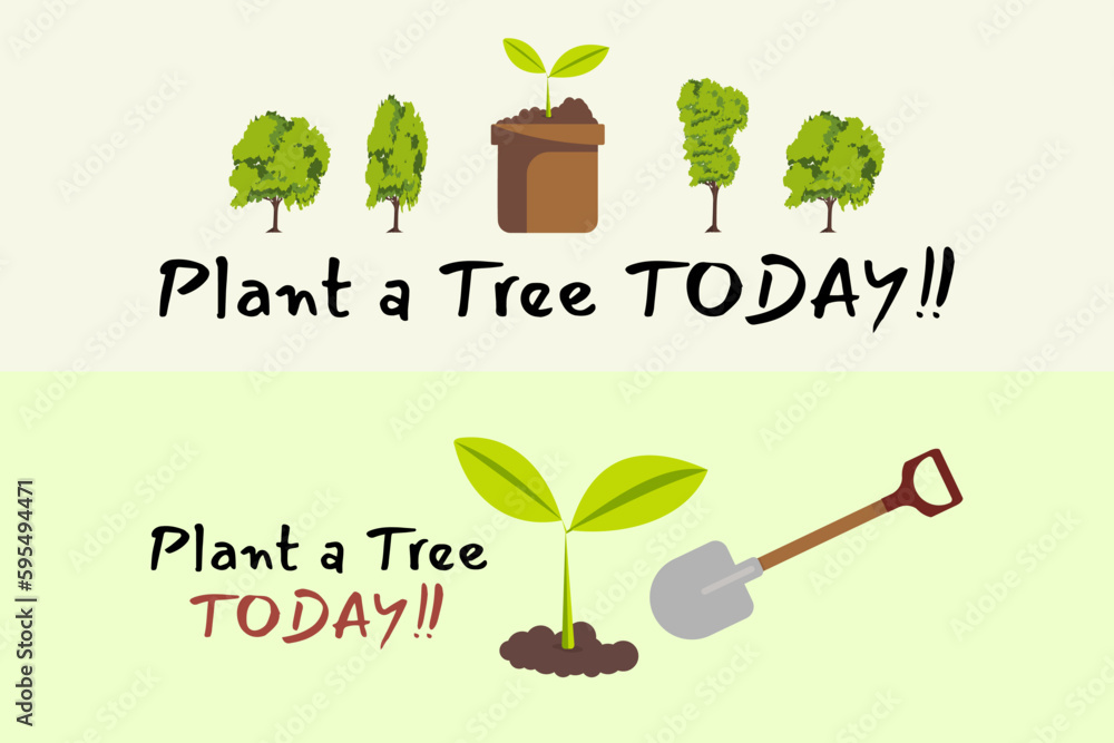 Vector illustration of Arbor day typography with green tree and text