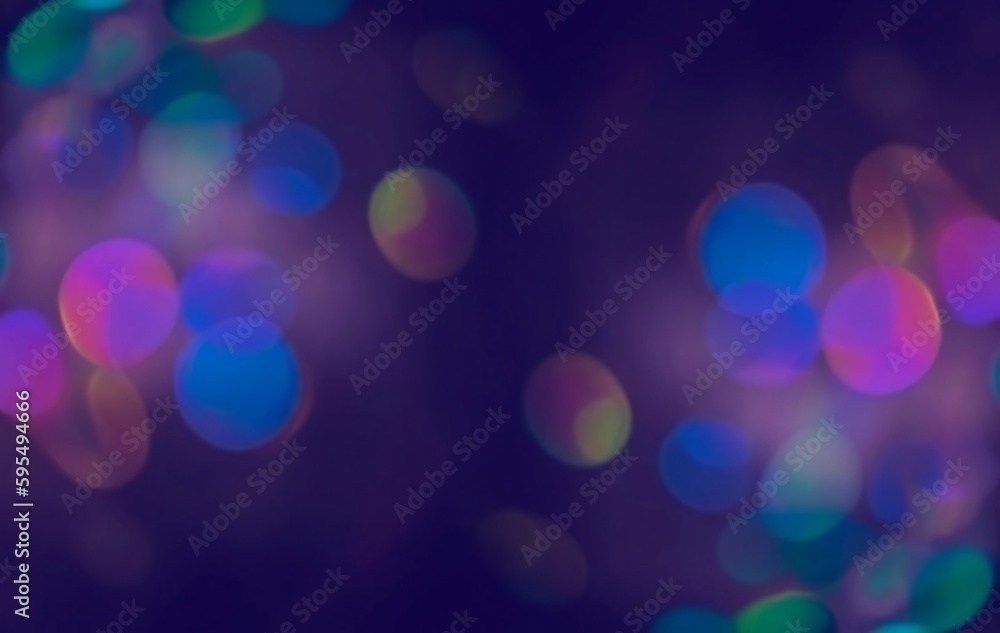 Bokeh background of purple violet blue magenta colors. AI graphic.