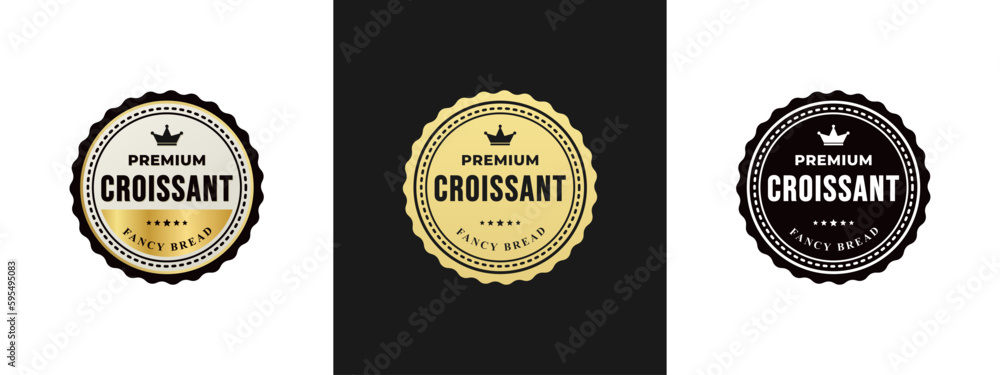 Croissant label vector or Croissant logo vector isolated in flat style. Best Croissant label for product packaging design element. Simple Croissant stamp for packaging design element.