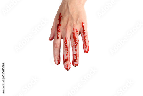 bloody hand isolated on a white, concept of murder, violence, halloween © Michael