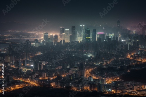 Lineal skyline of Seoul. Generative AI
