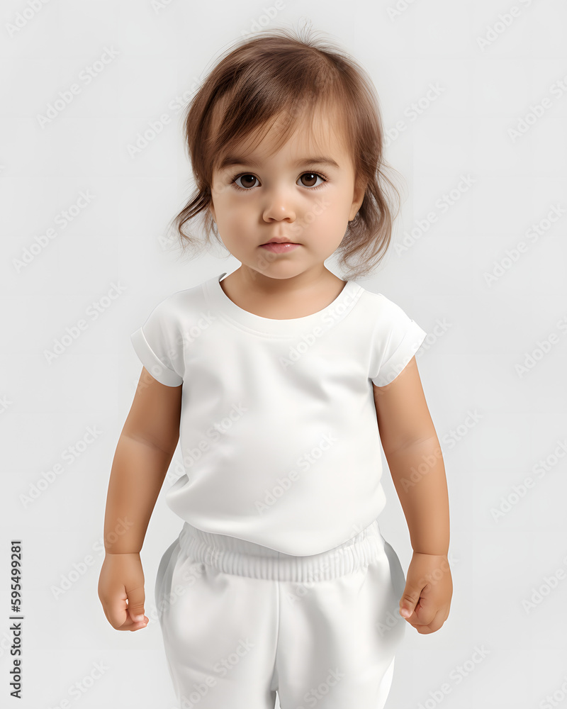 Happy toddler wearing white dress. Mockup base isolated on white background. Happy toddler wearing white dress. Mockup base isolated on white background.