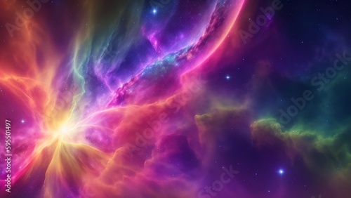 An Excellent Image Of A Colorful Galaxy With Stars And A Bright Star AI Generative