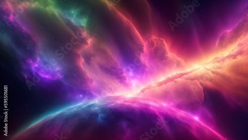 An Enchanting Image Of A Colorful Space With A Bright Star AI Generative