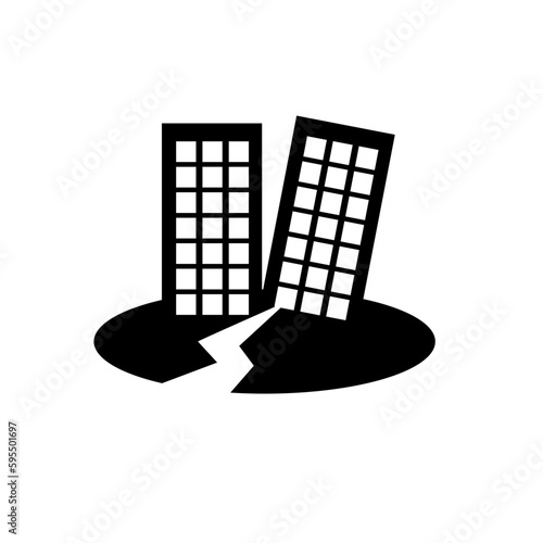 Black earthquake icon. Earthquake building filled vector icon isolated on white background
