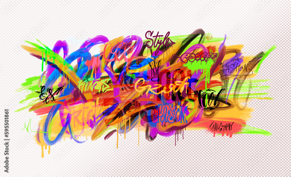 Urban vector typography street art graffiti. Slogan print with spray