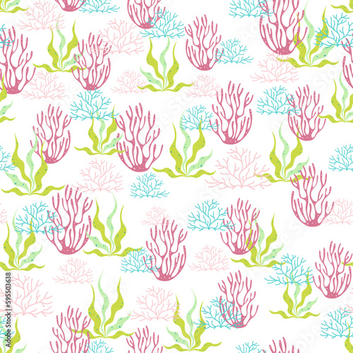 Wallpaper Mural vector seamless pattern with cartoon colored seaweed Torontodigital.ca