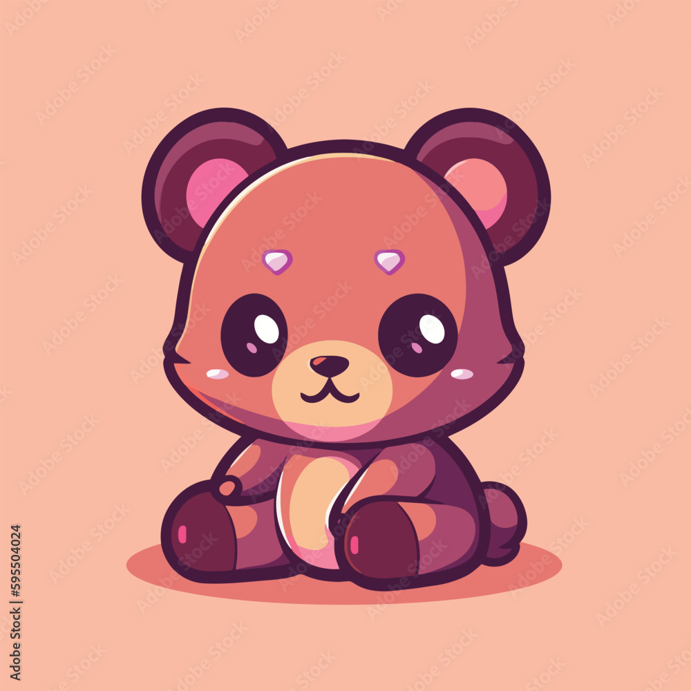 Fototapeta premium A cute bear with a pink background