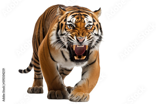 Roaring tiger isolated of transparent background. PNG. Digital art photo
