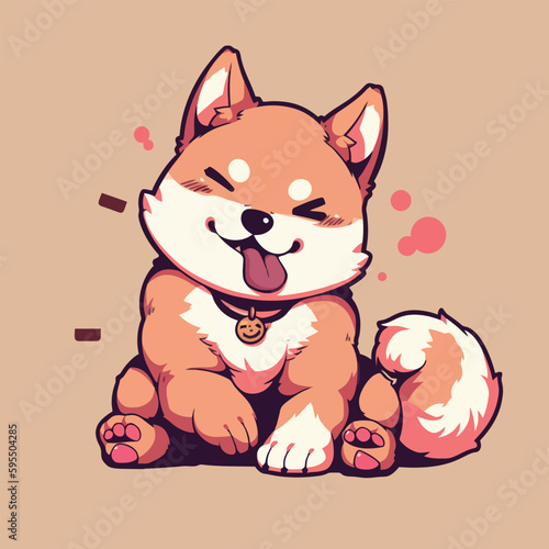 A shiba inu dog sitting on the ground.