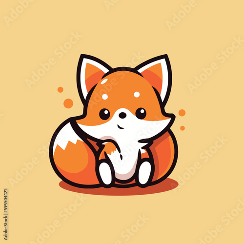 A cute fox cartoon character with a yellow background.