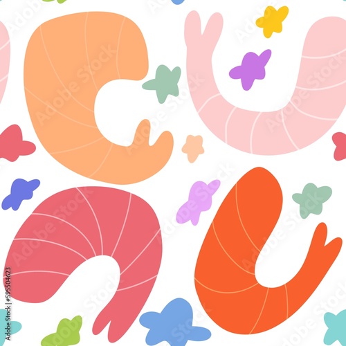 seamless pattern with shrimps