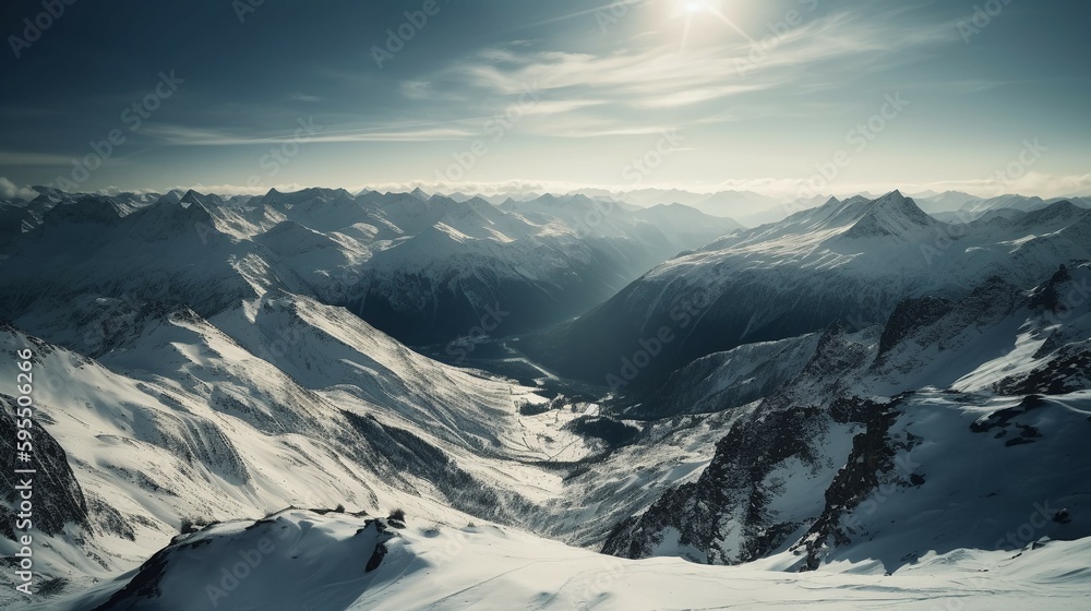 photo of the majestic Swiss Alps. AI generative
