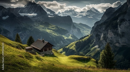 Fotografia photo of the majestic Swiss Alps. AI generative