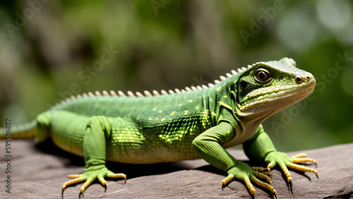closeup of a green lizard, generative AI © Jenar