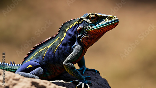 closeup of a colorful lizard  generative AI