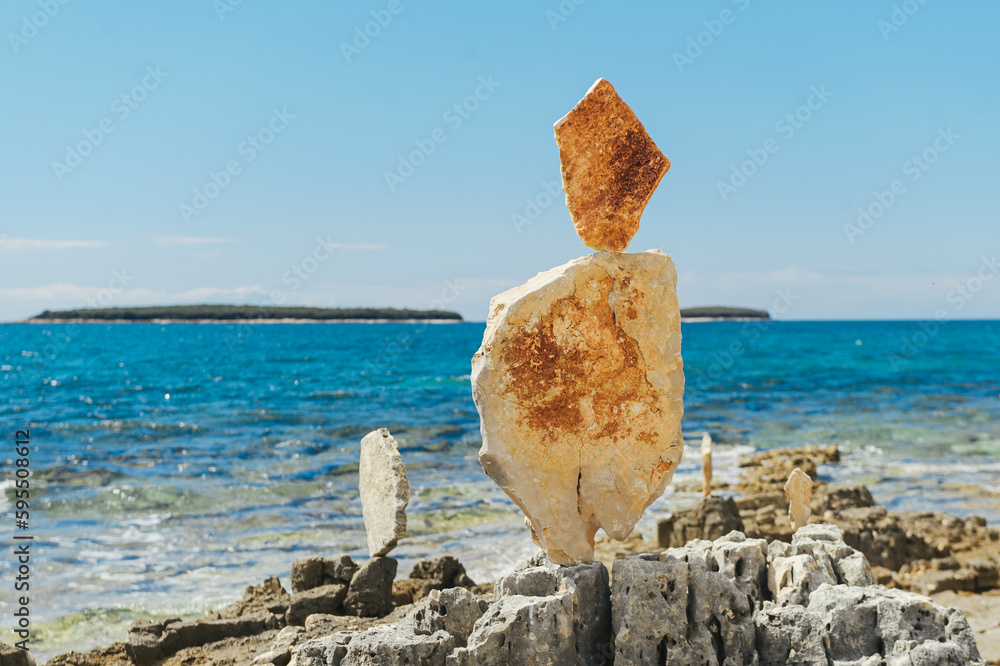 Balanced rocks on the beach Balanced rocks on the beach