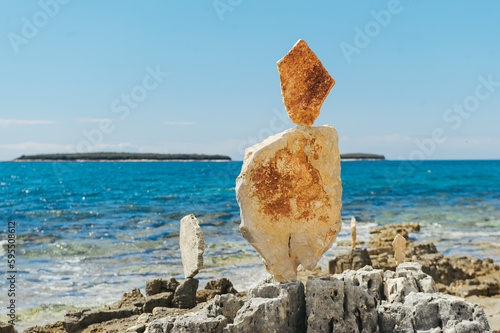Balanced rocks on the beach