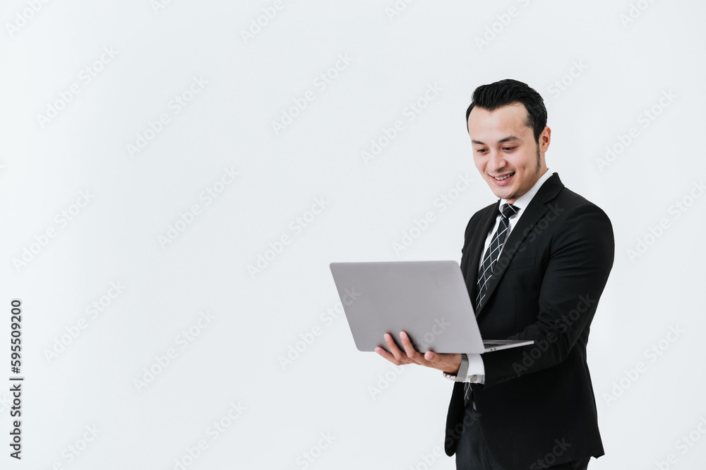 Portrait of handsome businessman on white background and Happy businessman isolated Portrait of handsome businessman on white background and Happy businessman isolated