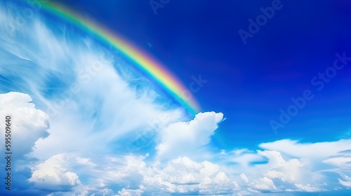 Fantastic Vivid Rainbow Sky view  Beautiful sky and clouds with rainbow background