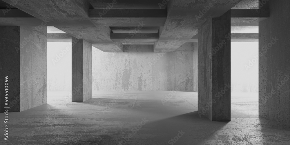 Fototapeta premium Abstract architecture interior background. Modern concrete room