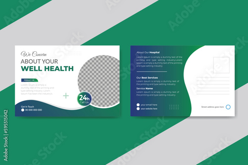 Medical healthcare post card design template
