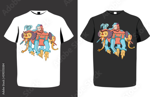 Best art T-Shirt Design cartoon elephant and water nymph vector for print ready