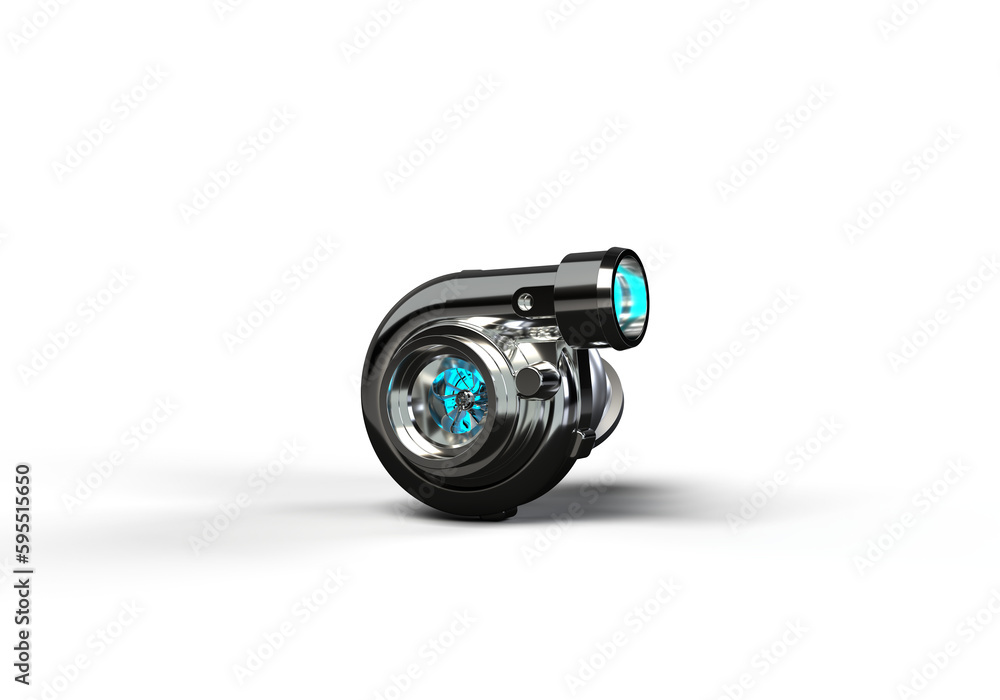 Turbine for the car engine. Blue, cold airflow. 3d rendering on the topic of speed, car, movement, spare parts. Transparent background. Turbine for the car engine. Blue, cold airflow. 3d rendering on the topic of speed, car, movement, spare parts. Transparent background.