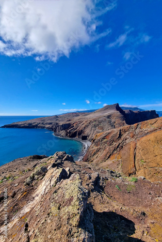 Picturesque beautiful cliffs and mountains in the ocean.