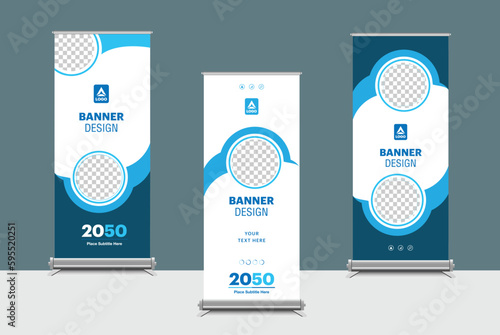 Roll up banner design template, vertical, abstract background, pull up design, modern x-banner, rectangle size. ciclye