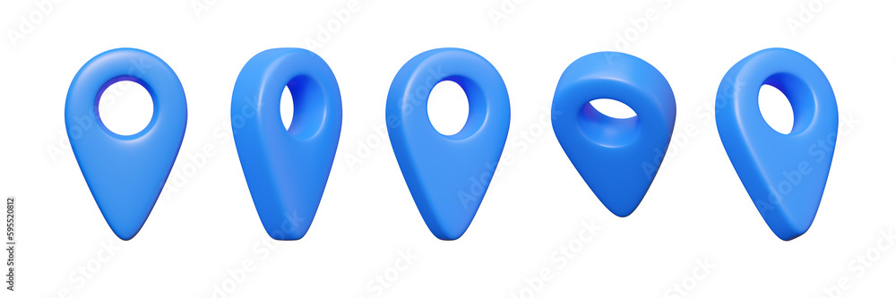 ภาพประกอบสต็อก Map 3d pins set in various angles. Location points ...