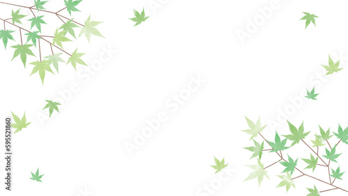 夏の緑色の紅葉の背景イラスト