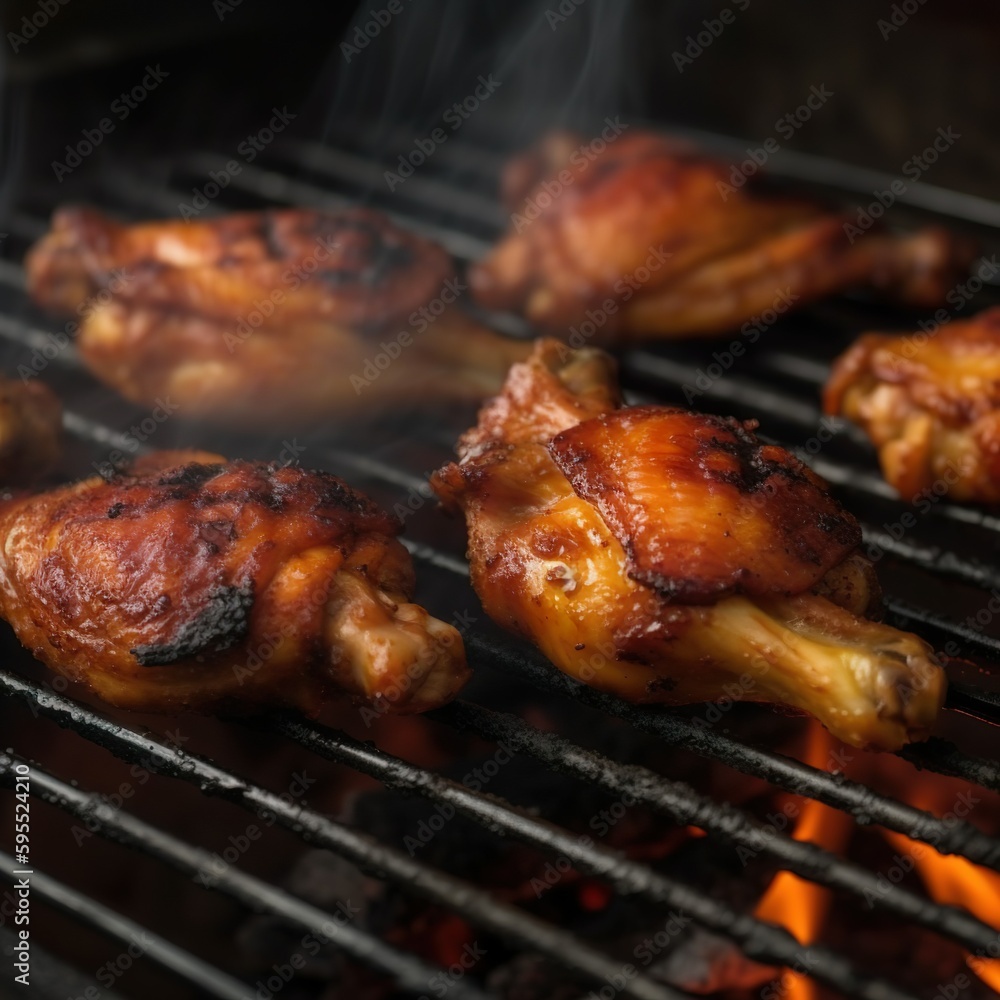 Chicken cooked on the grill grate Chicken cooked on the grill grate