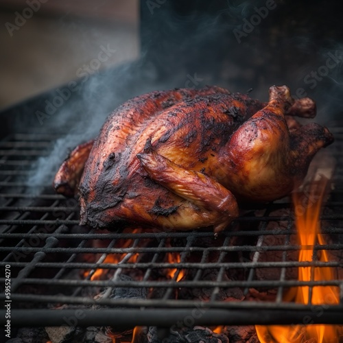 Chicken cooked on the grill grate