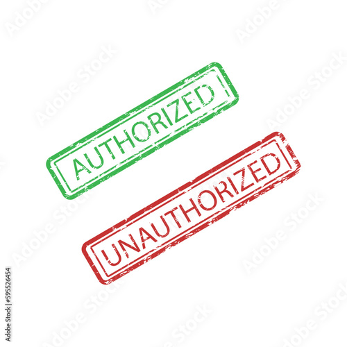 Authorized and unauthorized rubber stamp set texture