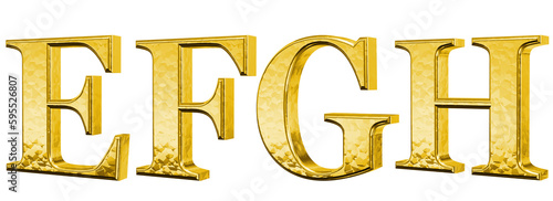 Fotografie 3d luxury gold letter E, F, G, H