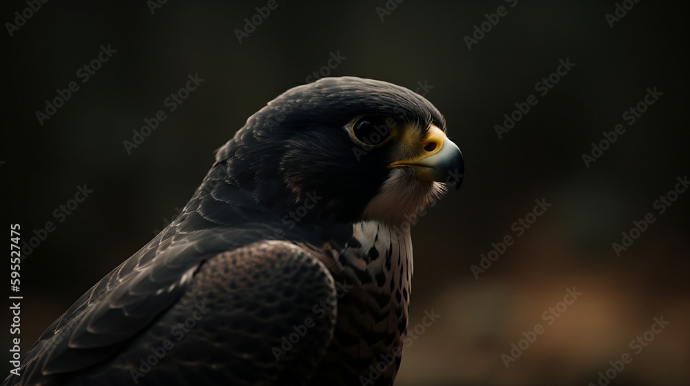 Black Peregrine Falcon Close-up - Generative ai Black Peregrine Falcon Close-up - Generative ai