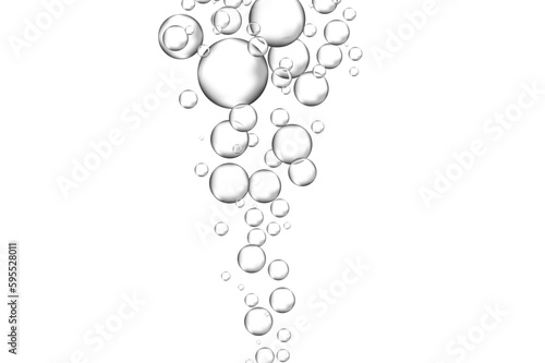 Water bubbles set isolated on white background. Air water bubbles for soda effect, transparent backdrop, icon design, champagne bubbles, texture and wallpaper. Water drops pattern, vector illustration